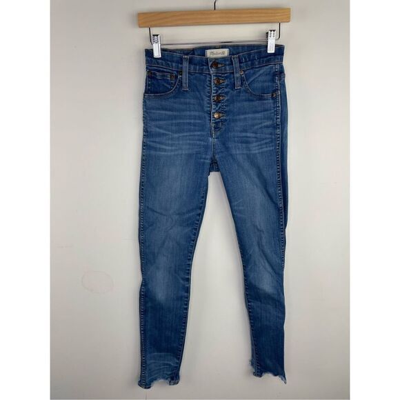 Madewell 10” High Riser Skinny Skinny Button Front Jeans Size 25 - Picture 2 of 13